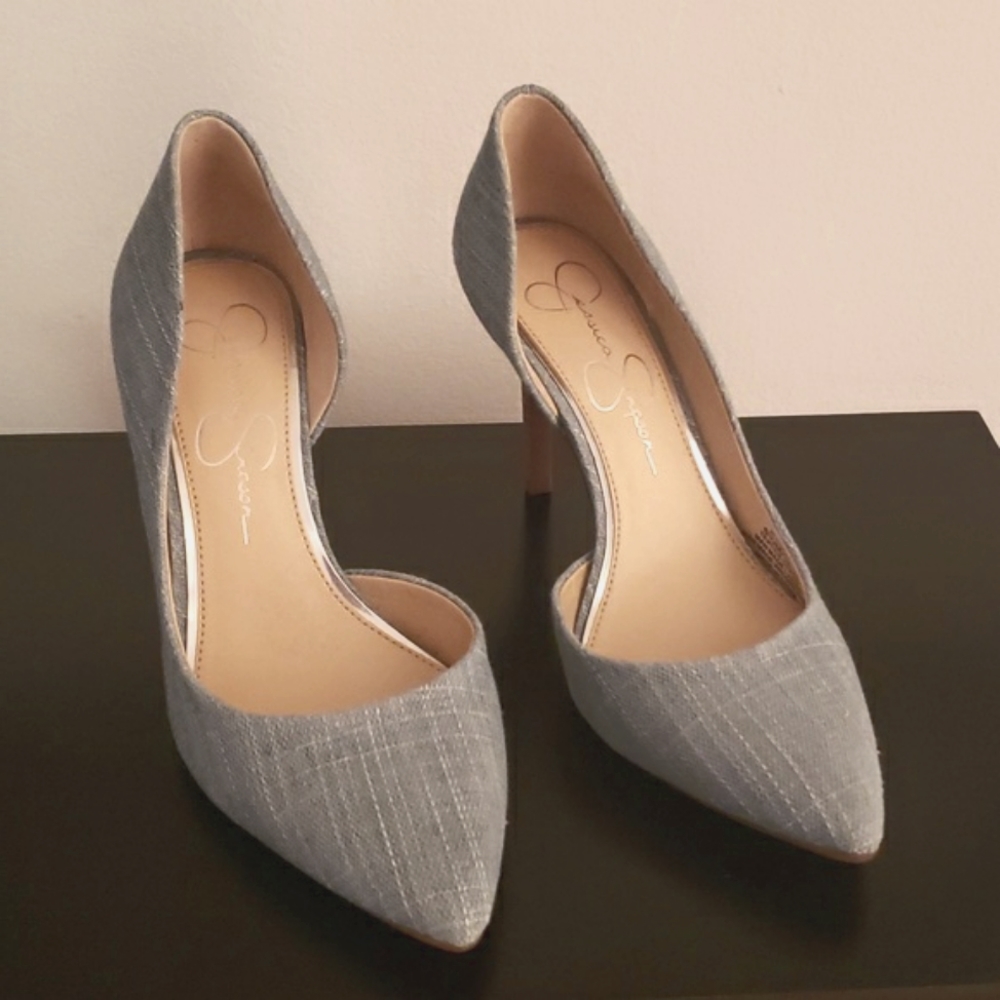 Euc, Jessica Simpson light denim heels.